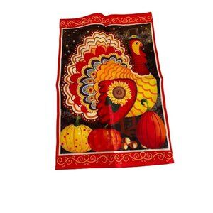 Colorful Orange Red Turkey Garden Flag Fall Autumn Thanksgiving